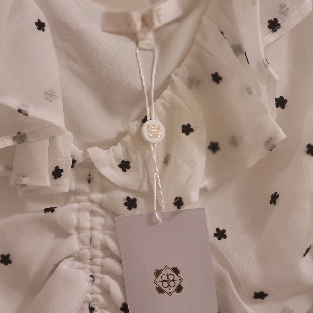 Nwt WAYF Liz Ruched Ruffle Neck Women's Blouse Size S NWT - Picture 10 of 12